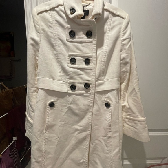 Mango Jackets & Blazers - Mango Winter White Double-Breasted Trench Coat
